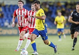 Ale García, Viera y Manu Fuster celebran un gol de la UD Las Palmas.