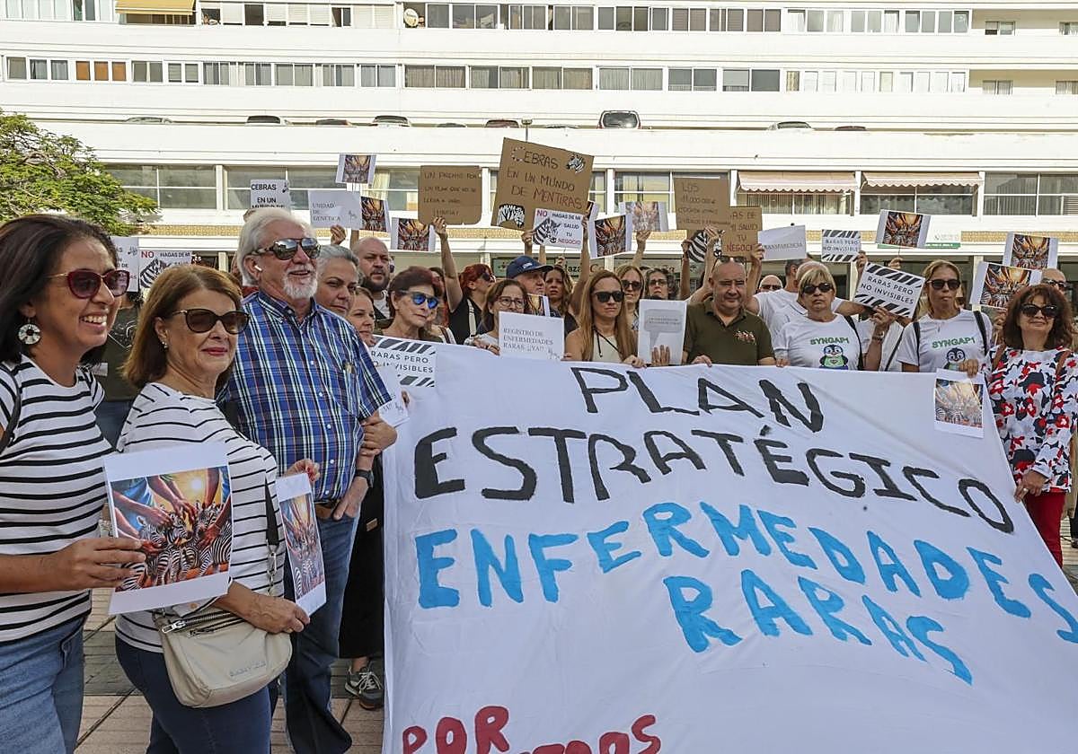 Manifestación de familiares de personas con enfermedades raras en la capital grancanaria del pasado diciembre.