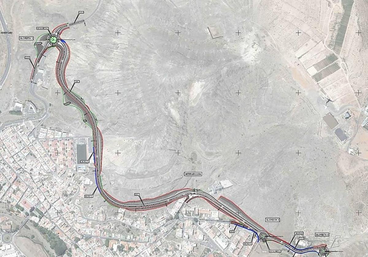 Plano del proyecto de la circunvalación al casco de Agaete.