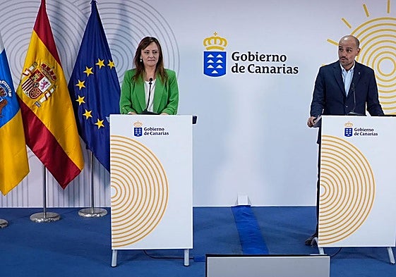 La consejera Nieves Lady Barreto con el portavoz del Gobierno canario, Alfonso Cabello.