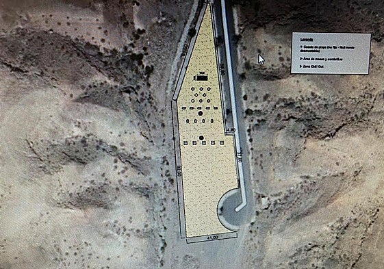 Plano que recoge la superficie de la concesión solicitada y su disposición en el barranco.