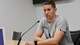 Imagen de Jaka Lacovic en la rueda de prensa previa al partido contra el Unicaja.