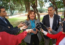 Imagen de archivo de Jimena Delgado atendiendo a los medios de comunicación.