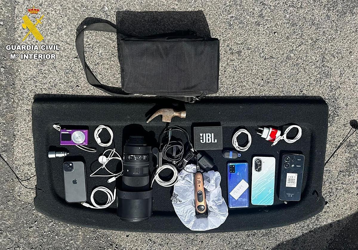 Objetos sustraídos por los detenidos en Lanzarote y Fuerteventura.