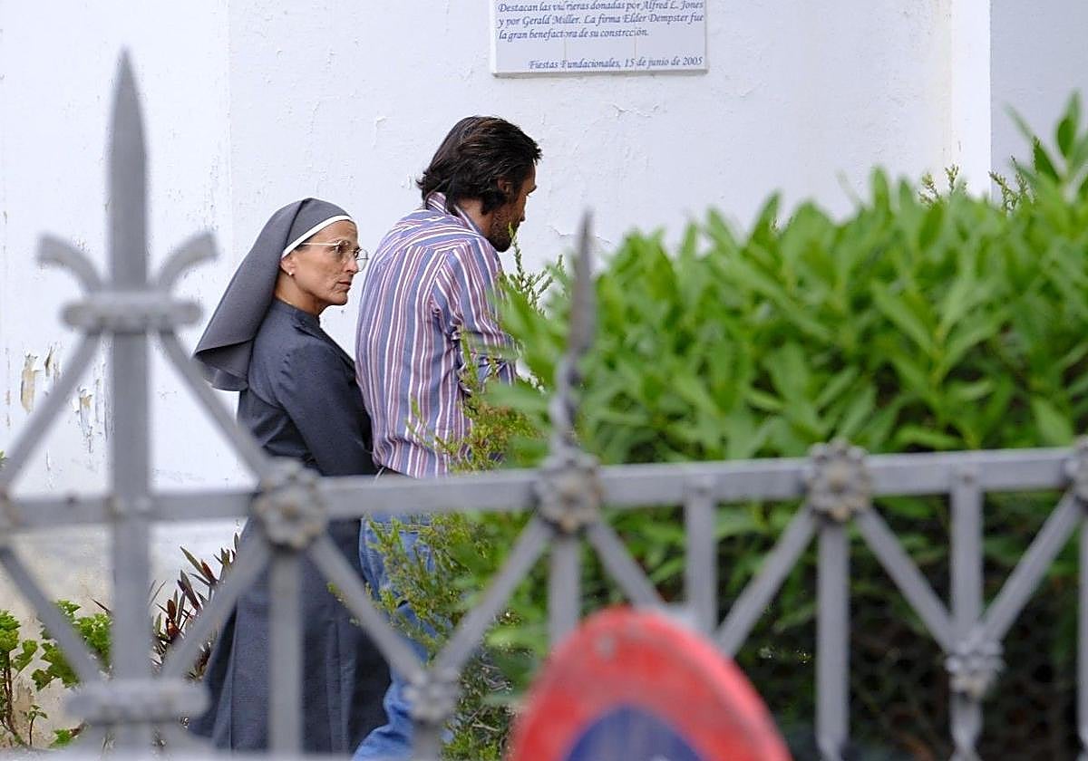 Dos actores, durante el rodaje de este jueves en Ciudad Jardín.