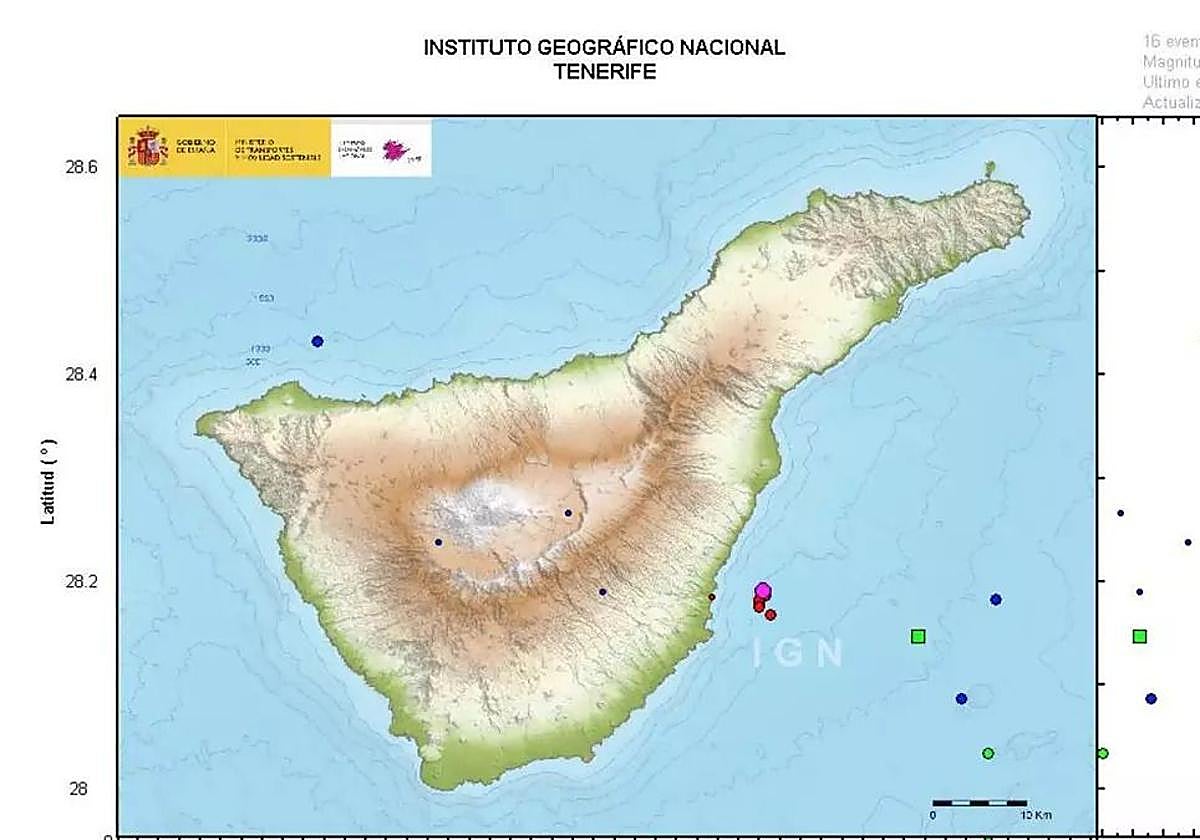 Imagen de la serie sísmica en Tenerife.