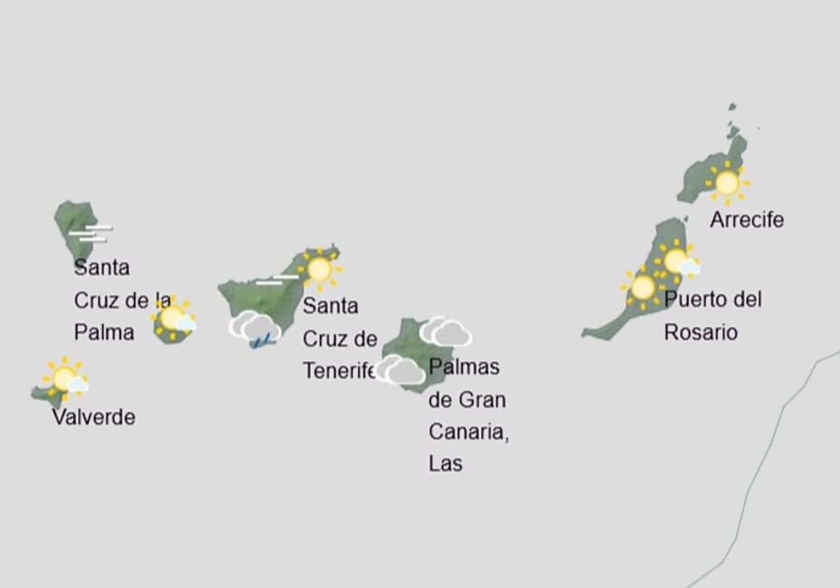 Previsión del tiempo en cada isla para este domingo a las 12.00.
