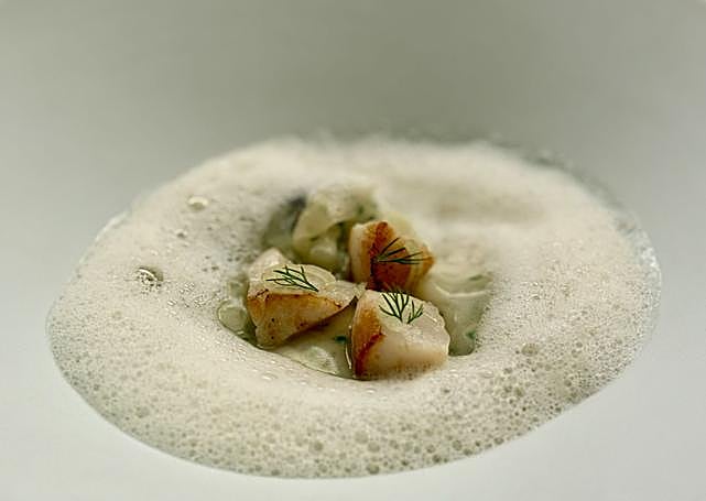 Hinojo en risotto con marisco