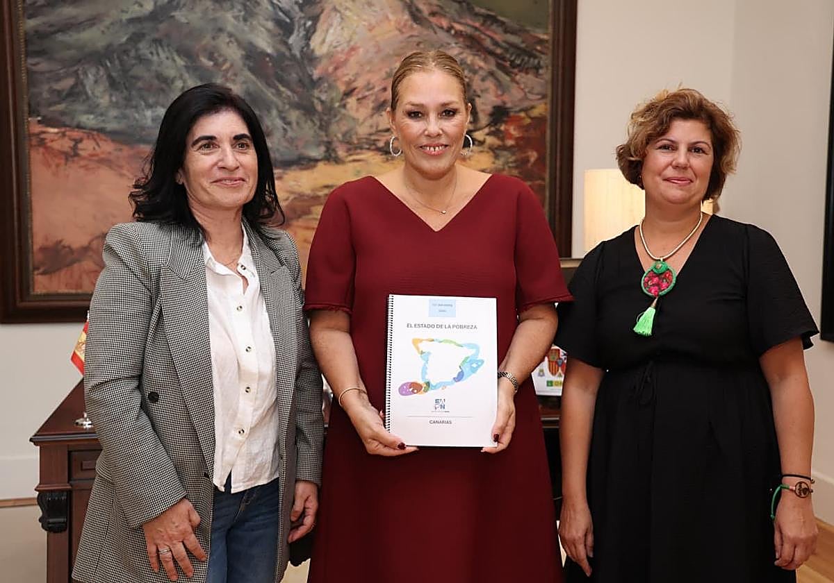 La presidenta del Parlamento recibe el Informe El Estado de la Pobreza en Canarias 2025