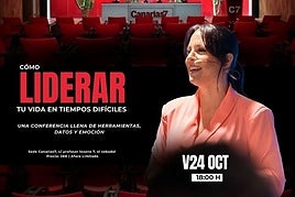 Cartel de la conferencia «Cómo liderar tu vida en tiempos difíciles».