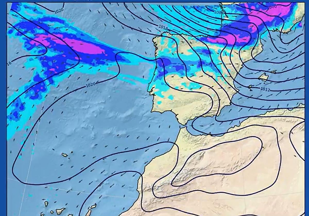 Mapa con la previsión de la Agencia Estatal de Meteorología.