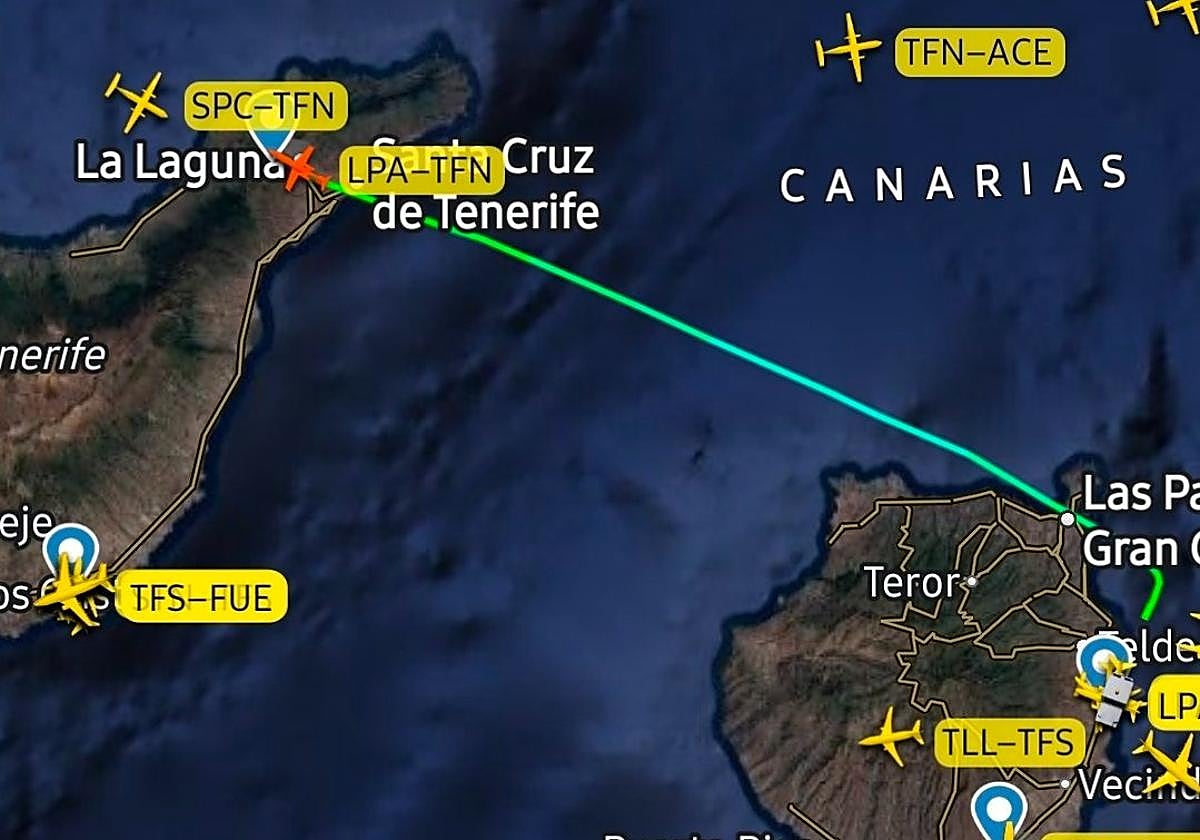 El vuelo que trasladó al bebé desde Gran Canaria a Tenerife.