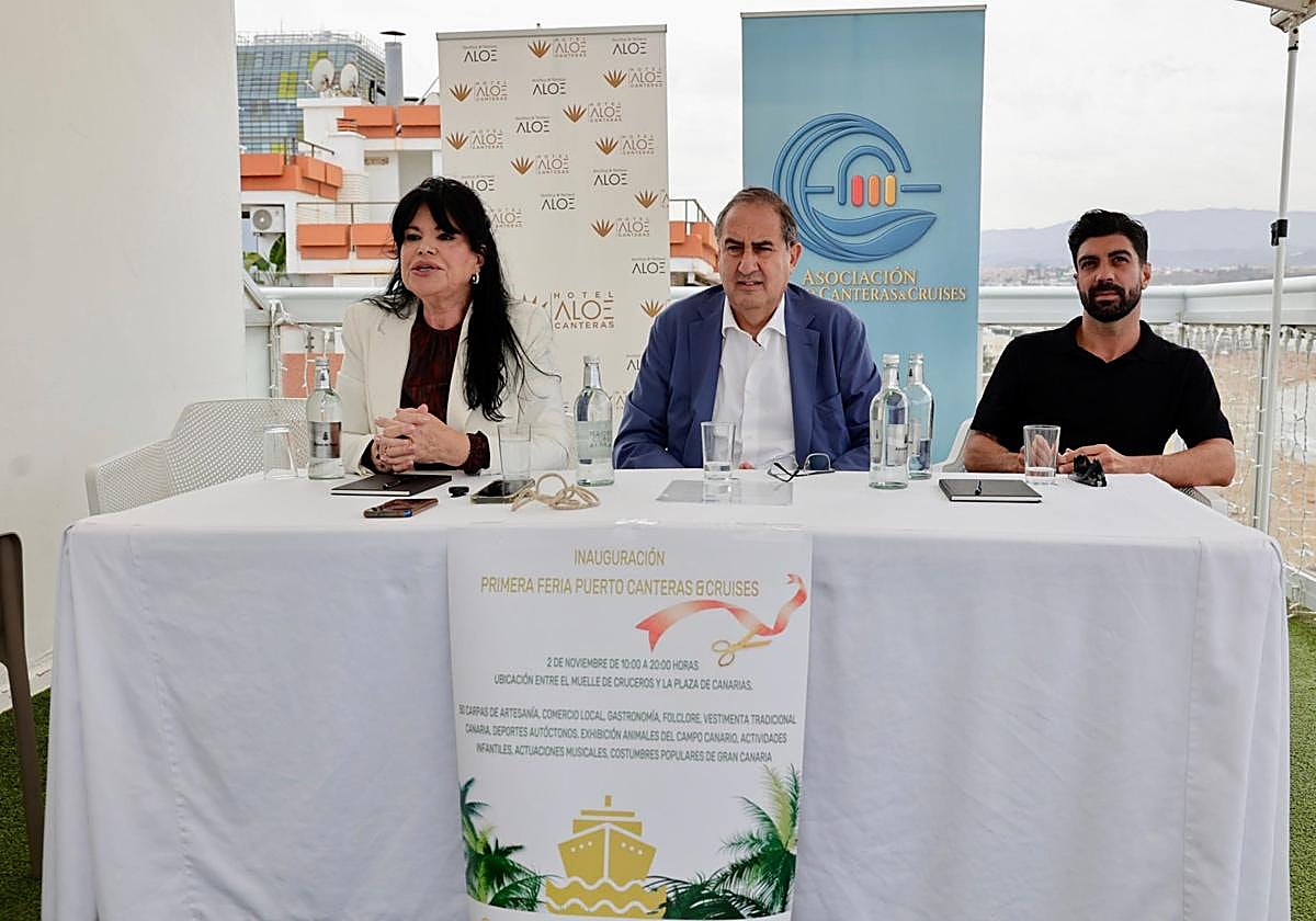 Dori Nuez, Felipe Afonso El Jaber y Carlos Gimeno, en la presentación de la feria comercial.