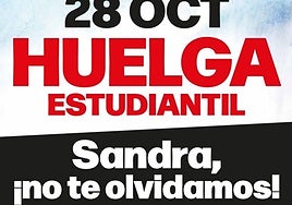 Cartel de la huelga organizada por el Sindicato de Estudiantes.