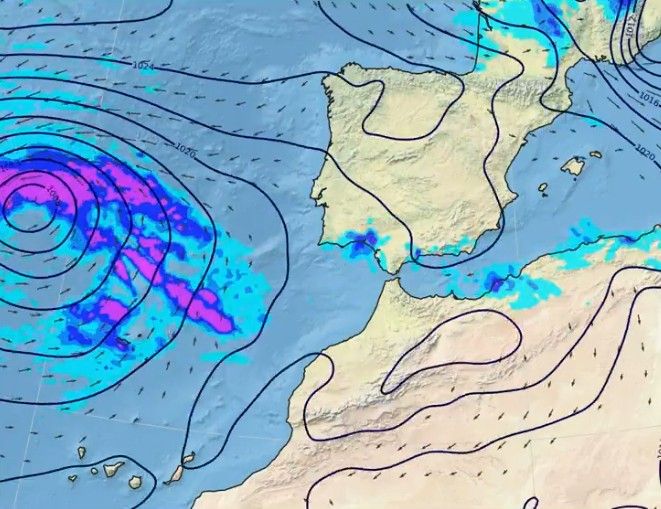 Imagen de la borrasca a su paso por Canarias.
