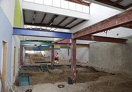 Obras en el gimnasio hace cerca de dos años atrás.