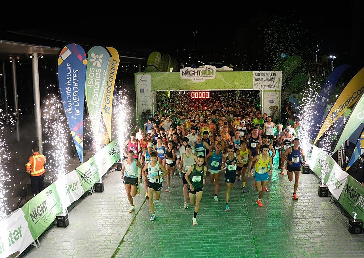 Imagen secundaria 1 - Chaib Lachgar y Johanna Ardel se coronan en los 10 kilómetros de la Binter NightRun Las Palmas de Gran Canaria