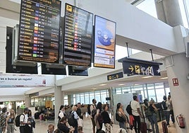Aeropuerto de Lanzarote César Manrique el pasado fin de semana, con abundancia de vuelos hacia territorio de Reino Unido.