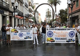 Manifestación este jueves en la capital grancanaria.
