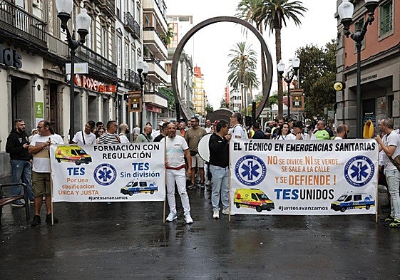 Manifestación este jueves en la capital grancanaria.
