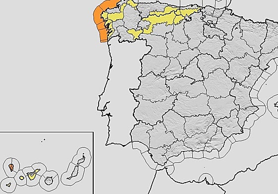 Mapa de avisos de la Aemet para el 12 de noviembre.