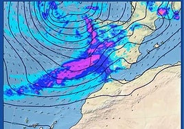 Mapa de precipitaciones el sábado al mediodía.