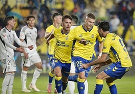 Imagen de Fuster celebrando su gol ante el Albacete BP.