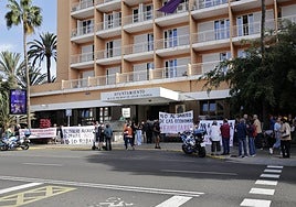 Imagen de la protesta de este miércoles en la capital grancanaria.