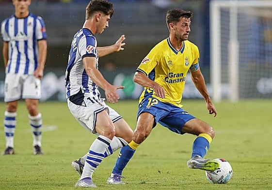 Loiodice, en un lance del encuentro frente a la Real Sociedad B de esta temporada.