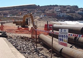 Trabajos de construcción de la actual conducción de desagüe de Bocabarranco.