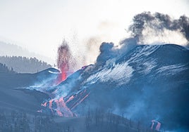 Imagen de la erupción del volcán Tajogaite.