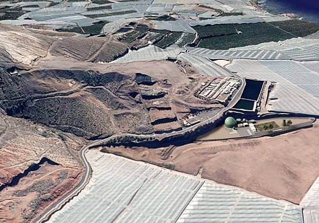 Recreación de la planta de biogás en la ubicación en la que está proyectada.