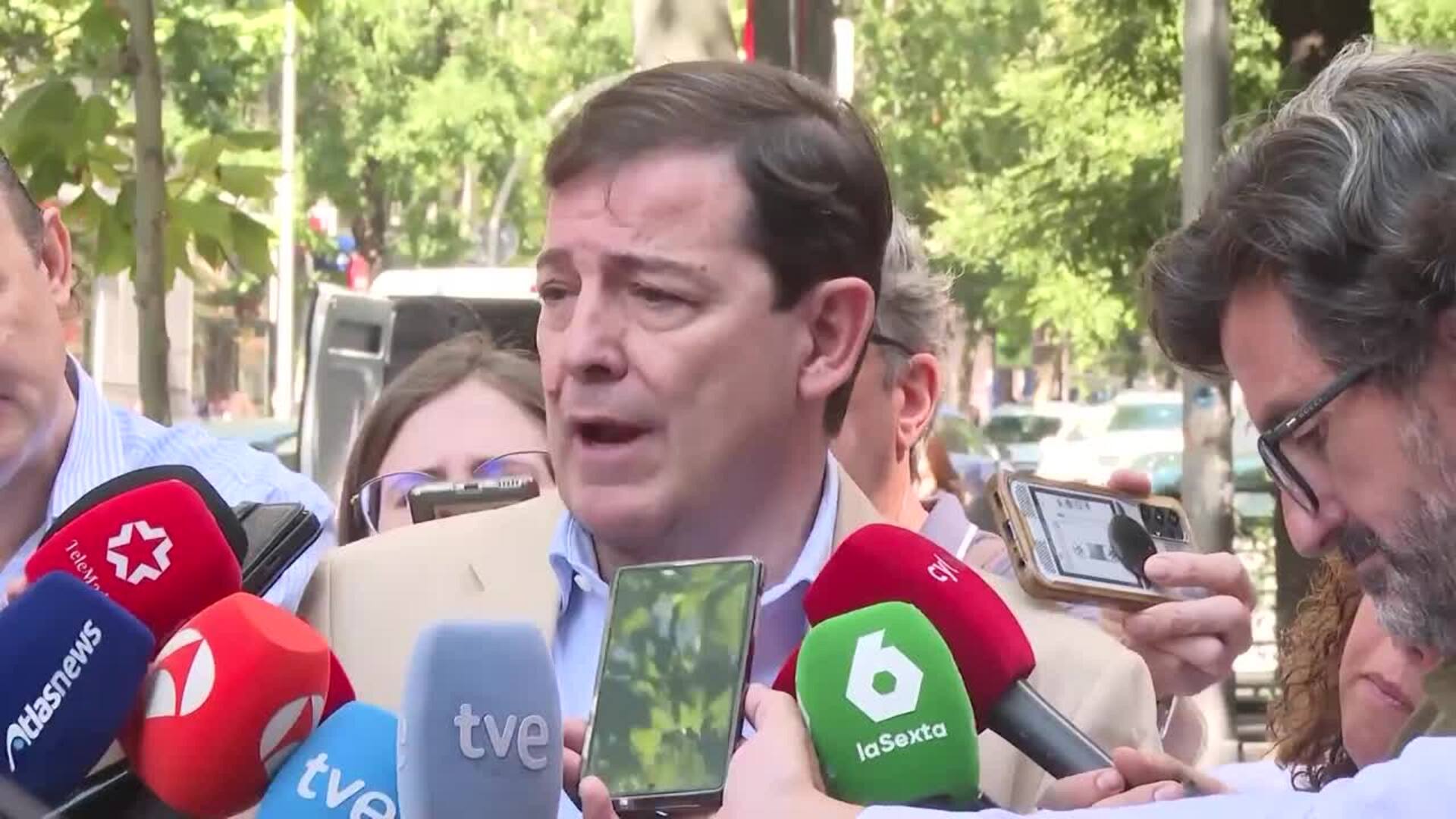 Mañueco afirma que el Gobierno de Sánchez está "en dique seco"