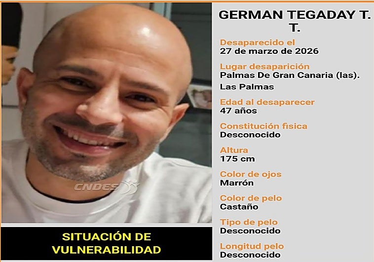 Encuentran a Germán Tegaday, un hombre de 47 años que había desaparecido en Las Palmas de Gran Canaria