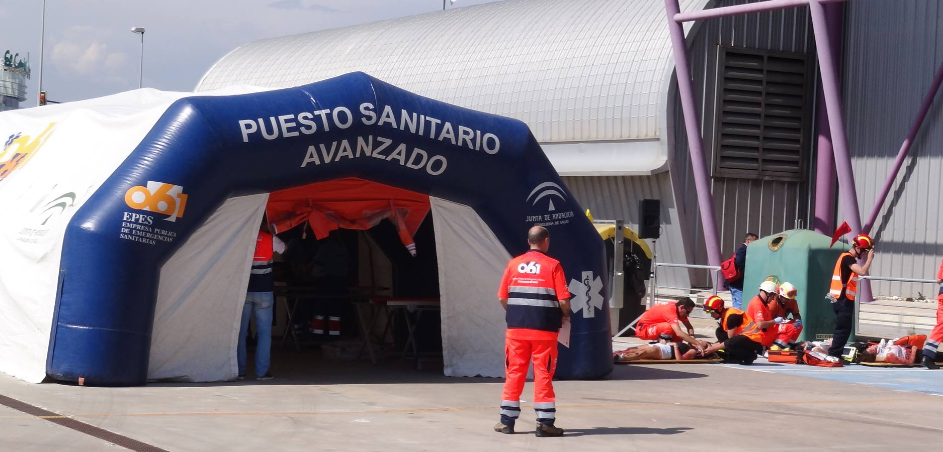 Fotos del simulacro realizado en el Palacio de Ferias