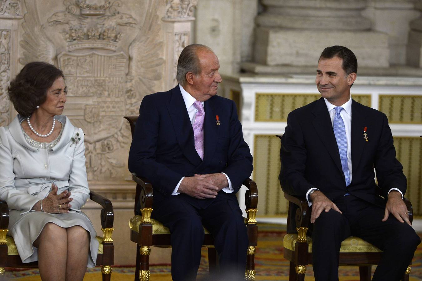 La Reina Sofía, el Rey Juan Carlos y el Príncipe Felipe.