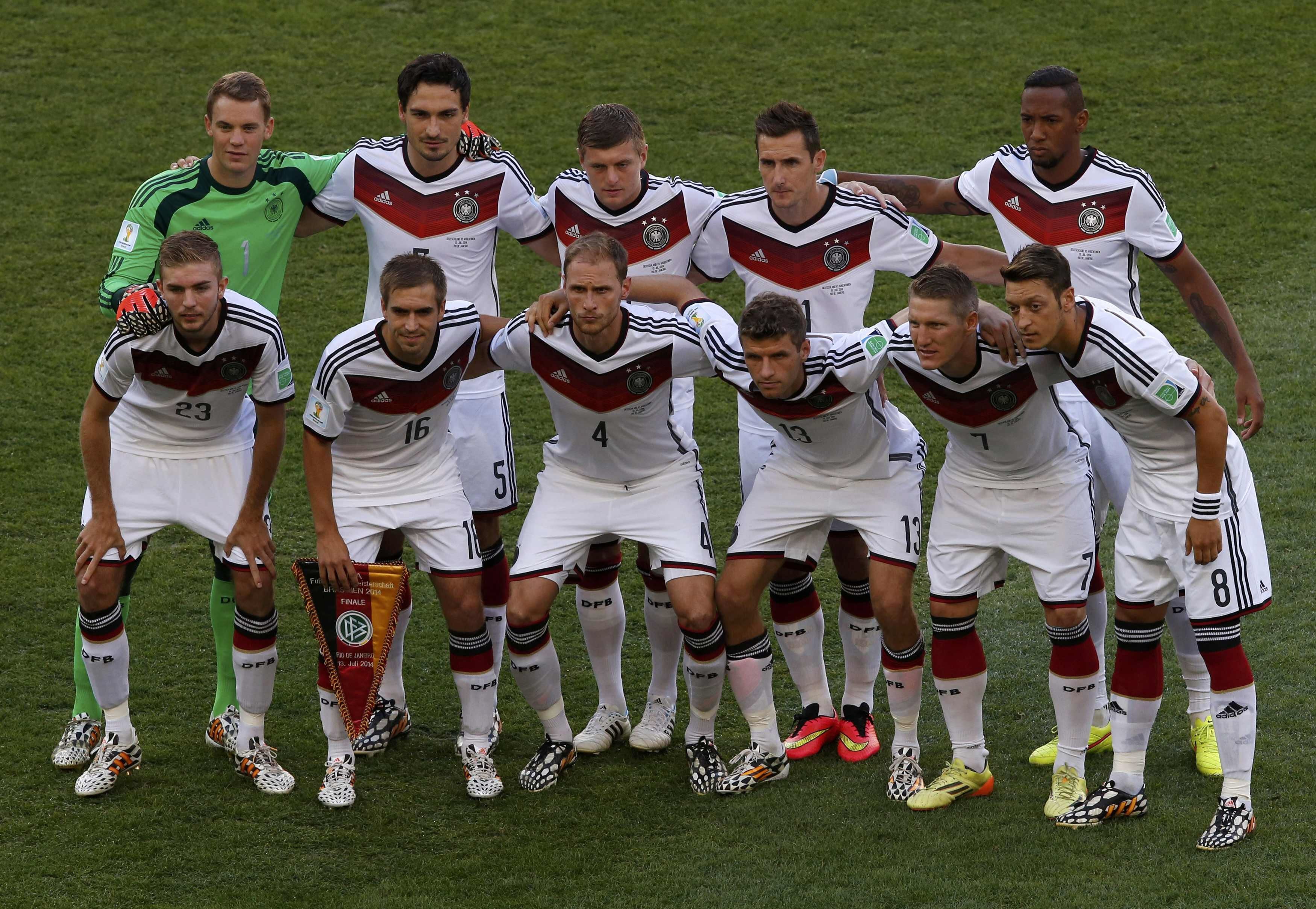 La selección alemana, antes del partido.