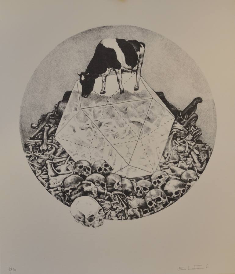 Las calaveras, uno de los iconos en la obra de Emmanuel Lafont.