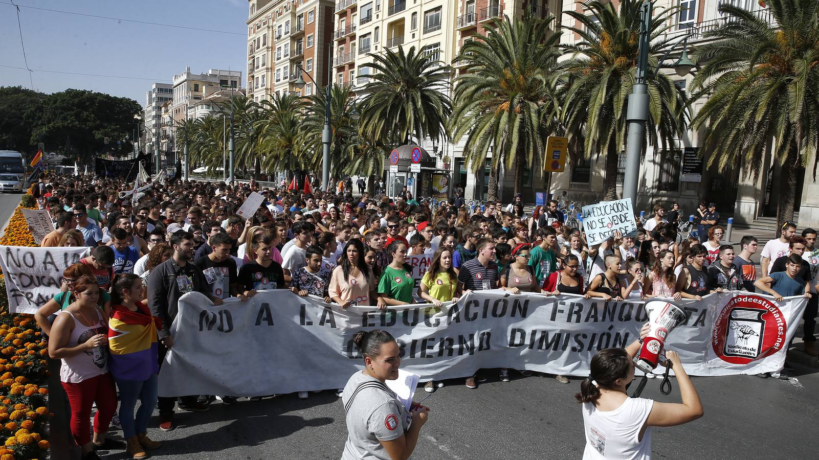 Manifestación de estudiantes por el Centro de Málaga