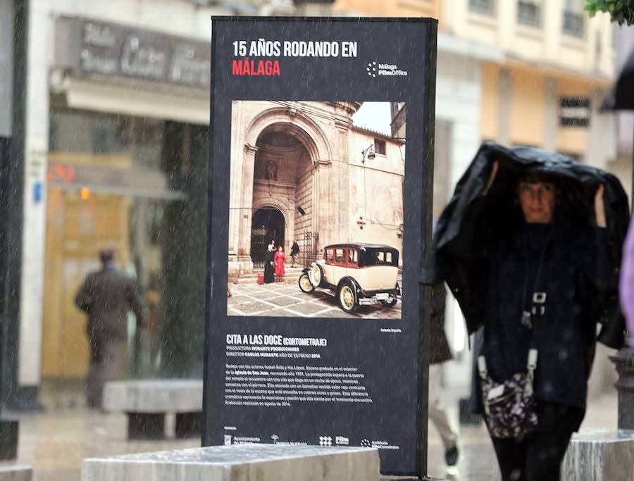 Fotos de la exposición de Málaga Film Ofiice en calle Larios