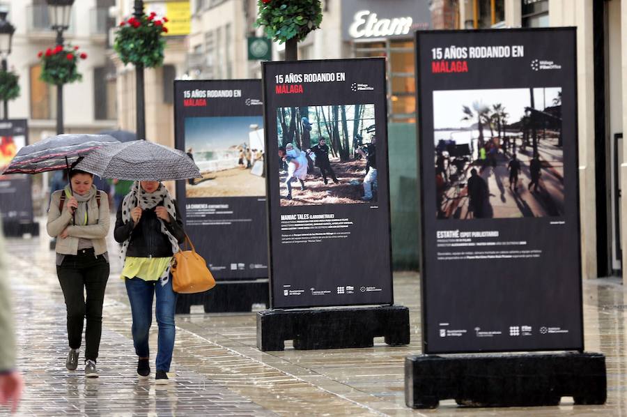 Fotos de la exposición de Málaga Film Ofiice en calle Larios