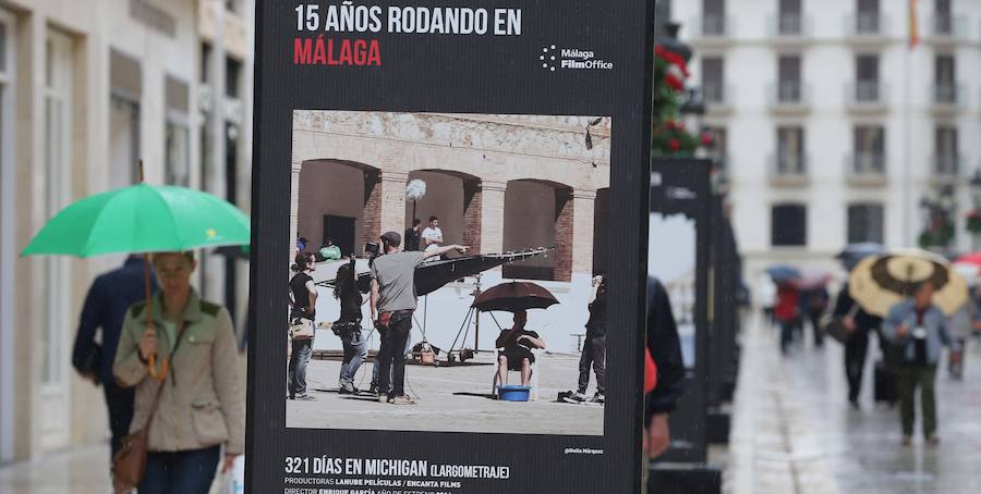 Fotos de la exposición de Málaga Film Ofiice en calle Larios