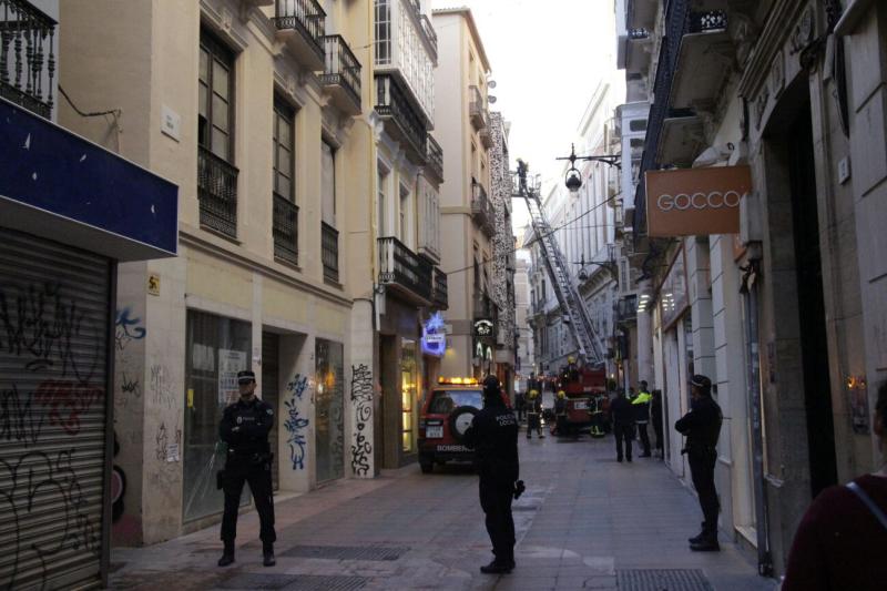 Incendio en la calle Nueva de Málaga