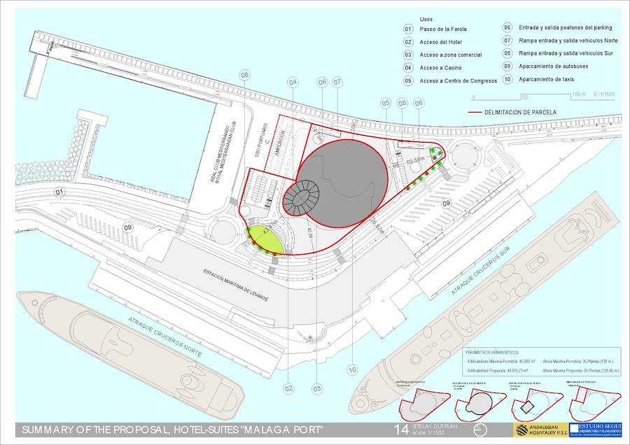 Fotos del hotel de lujo de 135 metros de altura que se proyecta en el Puerto de Málaga