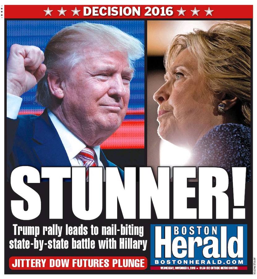 Boston Herald (EE UU). El periódico de Boston califica la victoria de Trump de «Maravillosa»