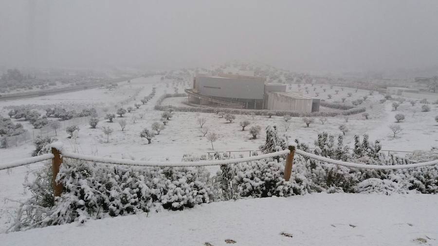 La nieve cubre los Dólmenes de Antequera y su entorno