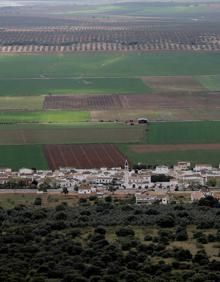 Imagen secundaria 2 - La primavera es la época más idónea para hacer esta ruta | El camino tiene como telón de fondo la sierra de los Caballos | Vista panorámica de Navahermosa desde un punto elevado de la sierra de los Caballos