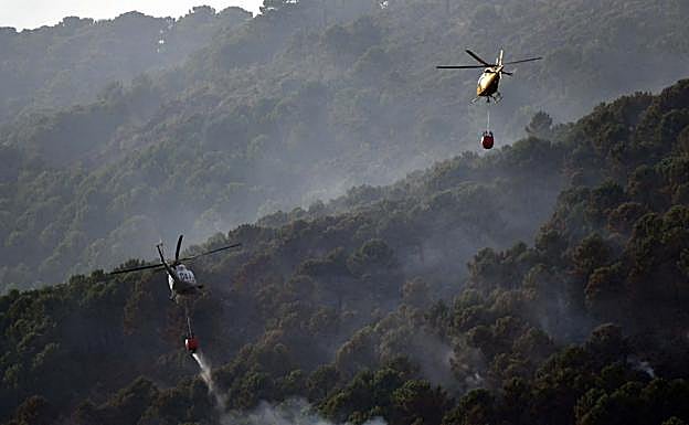 Helicópteros trabajando en la zona.