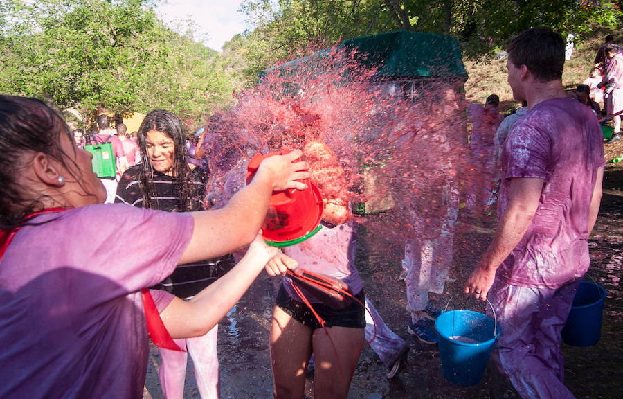 La fiesta turística de la batalla del vino en Haro, Logroño