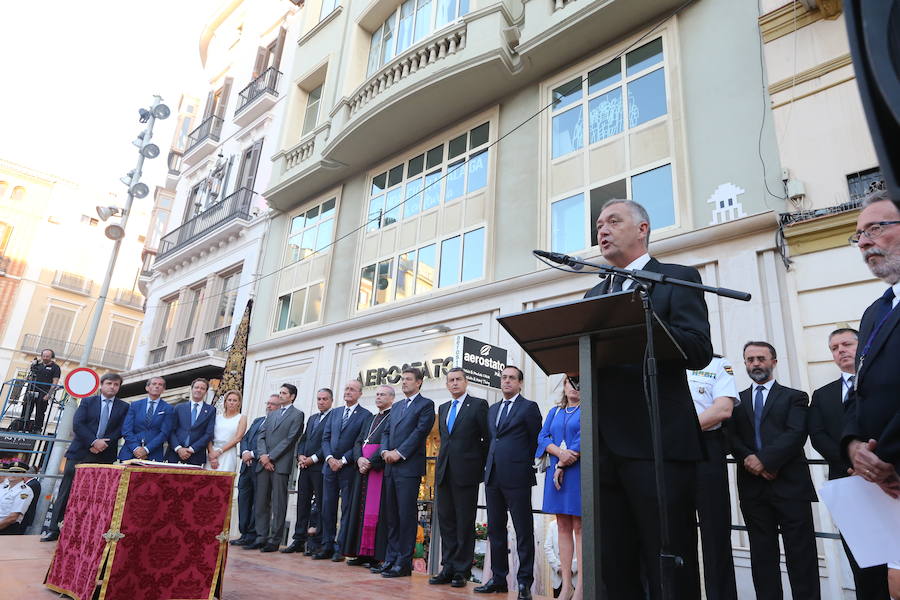El acto se ha celebrado en la plaza de la Constitución al no poder hacerlo el Miércoles Santo